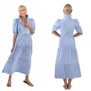 GRETCHEN SCOTT RICK RACK MIDI DRESS PERIWINKLE NWT SIZE MEDIUM 100% COTTON